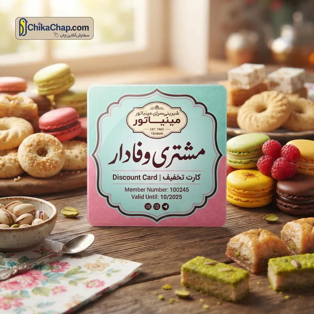 چاپ کارت باشگاه مشتریان VIP برای رستوران سنتی با طرح اسلیمی و کیفیت عالی